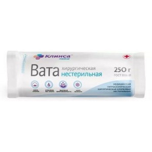 КЛИНСА ВАТА ХИРУРГ. Н/СТЕР. 250Г. КЛИНСА ВАТА ХИРУРГ. Н/СТЕР. 250Г.