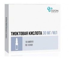 ТИОКТОВАЯ К-ТА 30МГ/МЛ. 10МЛ. №10 КОНЦ. Д/Р-РА Д/ИНФ. АМП. /АТОЛЛ/ОЗОН/