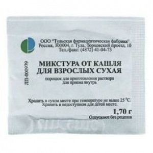 МИКСТУРА ОТ КАШЛЯ СУХАЯ Д/ВЗР. 1,7Г. №1 ПАК. /ТУЛЬСКАЯ ФФ/ МИКСТУРА ОТ КАШЛЯ СУХАЯ Д/ВЗР. 1,7Г. №1 ПАК. /ТУЛЬСКАЯ ФФ/