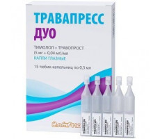 ТРАВАПРЕСС ДУО 5МГ.+0,04МГ/МЛ. 0,3МЛ. №15 ГЛ.КАПЛИ ТЮБ./КАП.