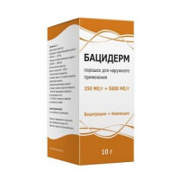 БАЦИДЕРМ 250МЕ/Г.+5000МЕ/Г. 10Г. №1 ПОР. Д/НАРУЖ.ПРИМ. ФЛ.