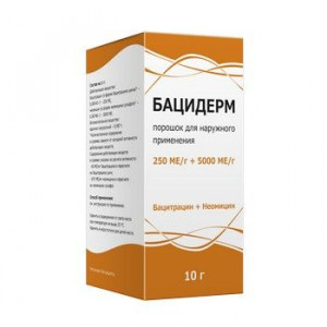 БАЦИДЕРМ 250МЕ/Г.+5000МЕ/Г. 10Г. №1 ПОР. Д/НАРУЖ.ПРИМ. ФЛ.