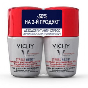 ВИШИ ДЕЗОДОРАНТ 72Ч. А/СТРЕСС П/ИЗБЫТ. ПОТООТД. 50МЛ. ШАРИК №2 (СКИДКА НА ВТОРОЙ 50%) [VICHY]